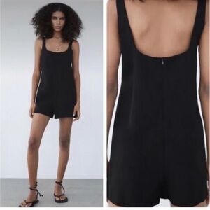 Zara Sleeveless Linen Shorts Romper
